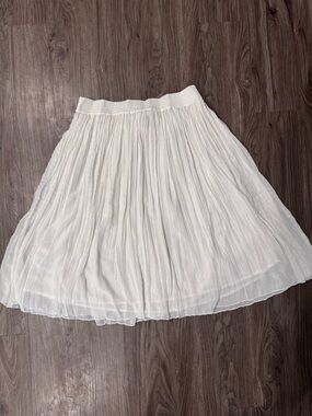 Mango White Pleated Circle Skirt